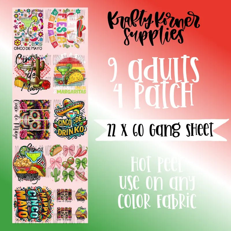 Cinco De Mayo DTF Transfer Gang Sheet 22 X 60 - Adult & Kids T-Shirts, Sweatshirts & Hoodies apparel design preview 1