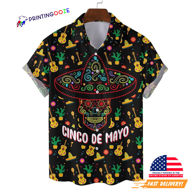 Cinco De Mayo Neon Skull Culture Hawaiian - Adult & Kids T-Shirts, Sweatshirts & Hoodies apparel design preview 1