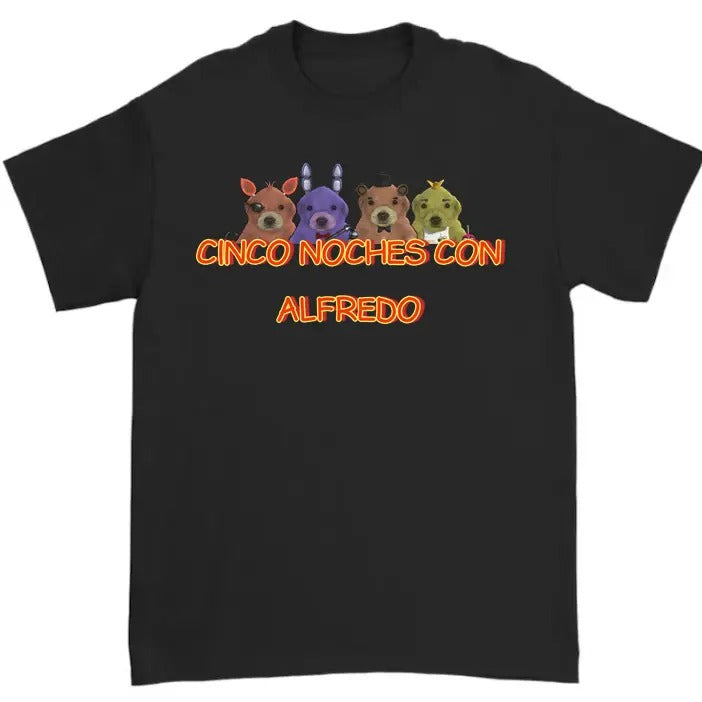 Cinco Noches Con Alfredo Meme - Adult & Kids T-Shirts, Sweatshirts & Hoodies apparel design preview 1