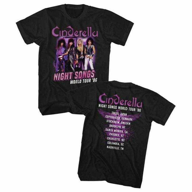 Cinderella Rock Band Night Songs World Tour '86 - Adult & Kids T-Shirts, Sweatshirts & Hoodies apparel design preview 1