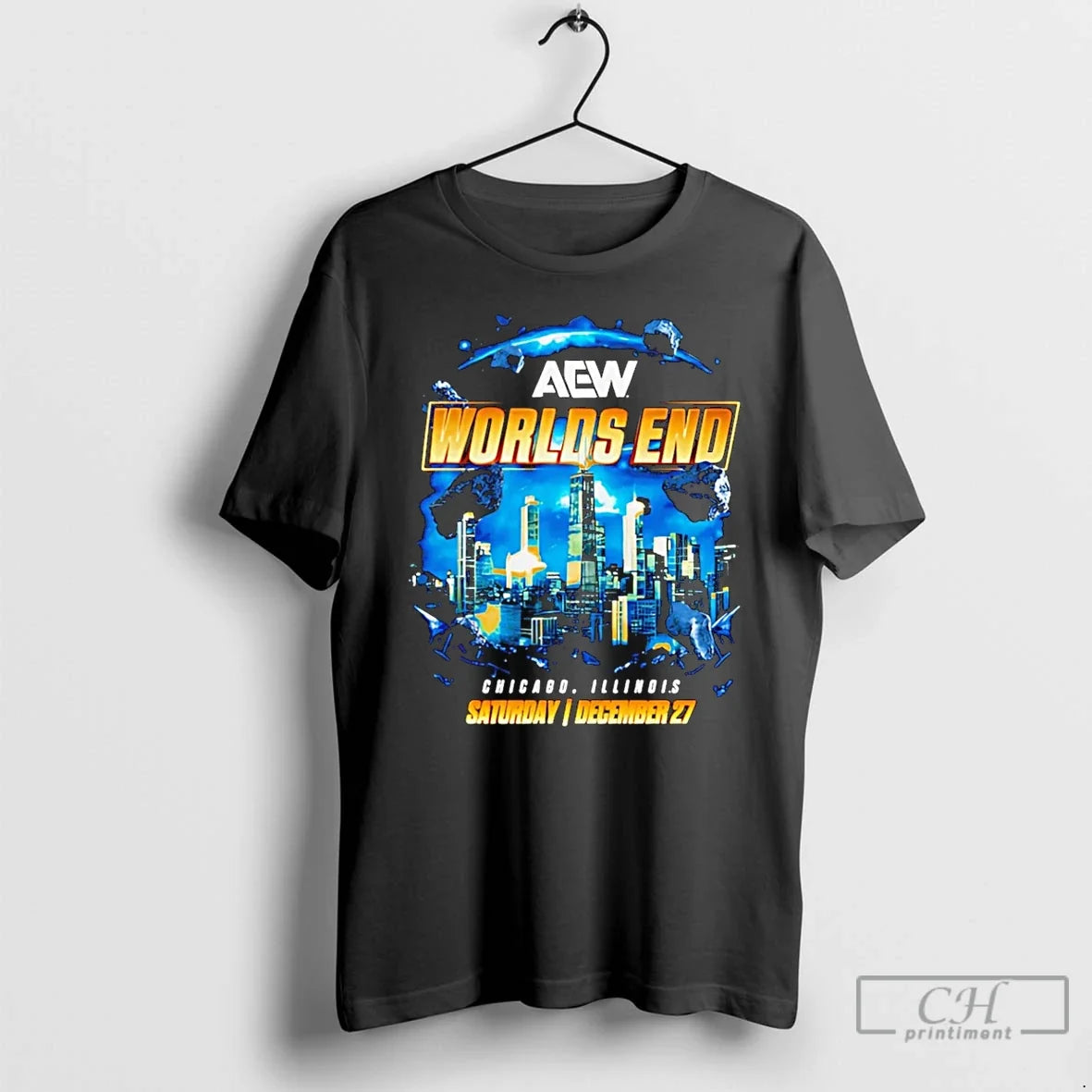 Classic Aew Worlds End 2025 Event City Skyline - Adult & Kids T-Shirts, Sweatshirts & Hoodies apparel design preview 1
