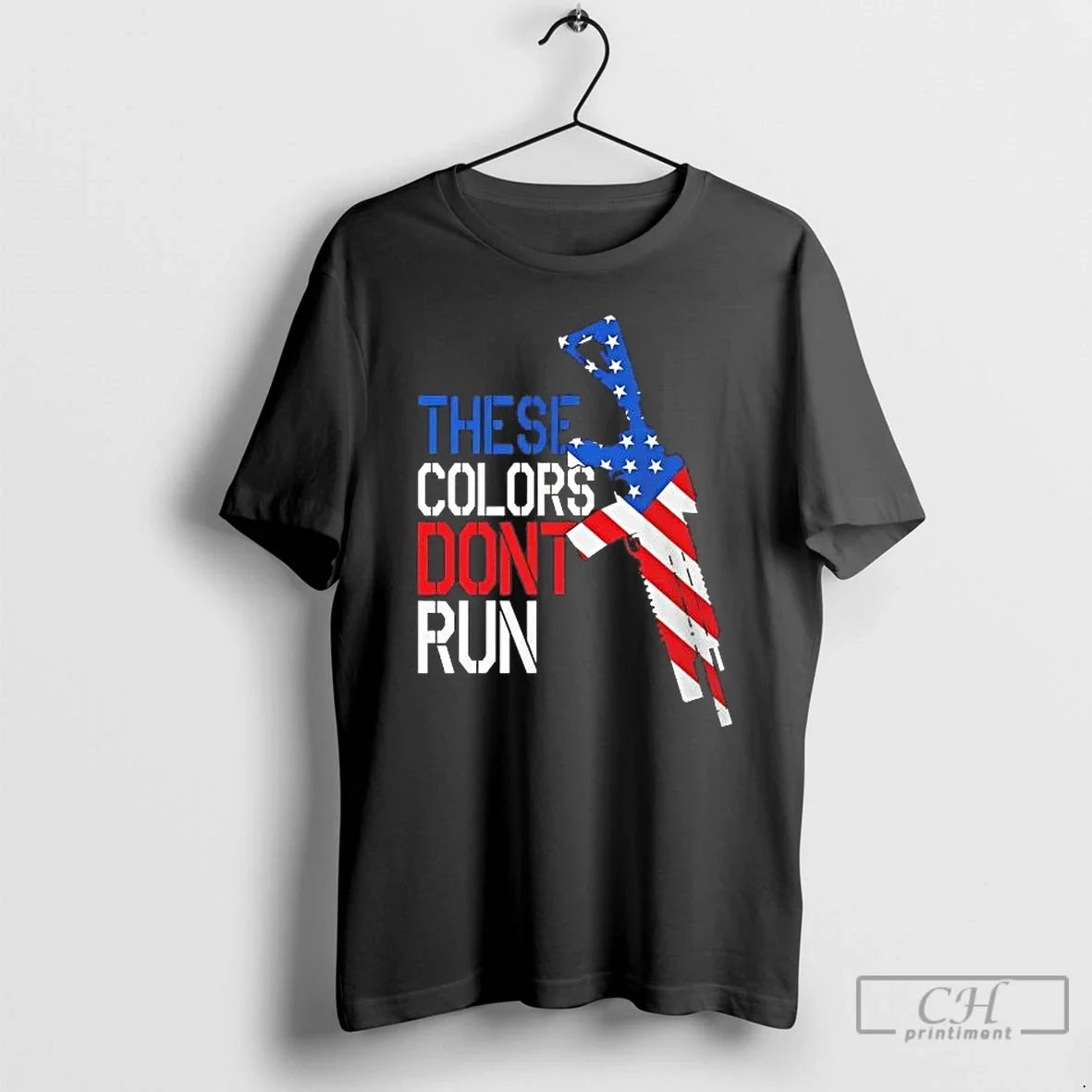 Classic American Flag Rifle These Colors Dont Run - Adult & Kids T-Shirts, Sweatshirts & Hoodies apparel design preview 1