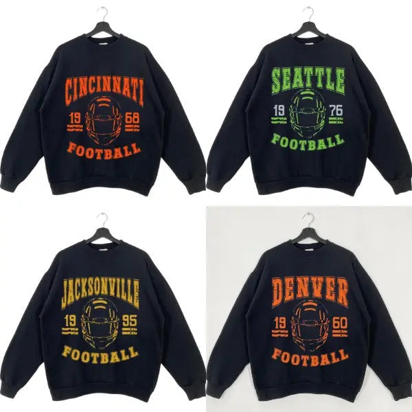 Classic Black Football Retro All Team Fans - Adult & Kids T-Shirts, Sweatshirts & Hoodies apparel design preview 1