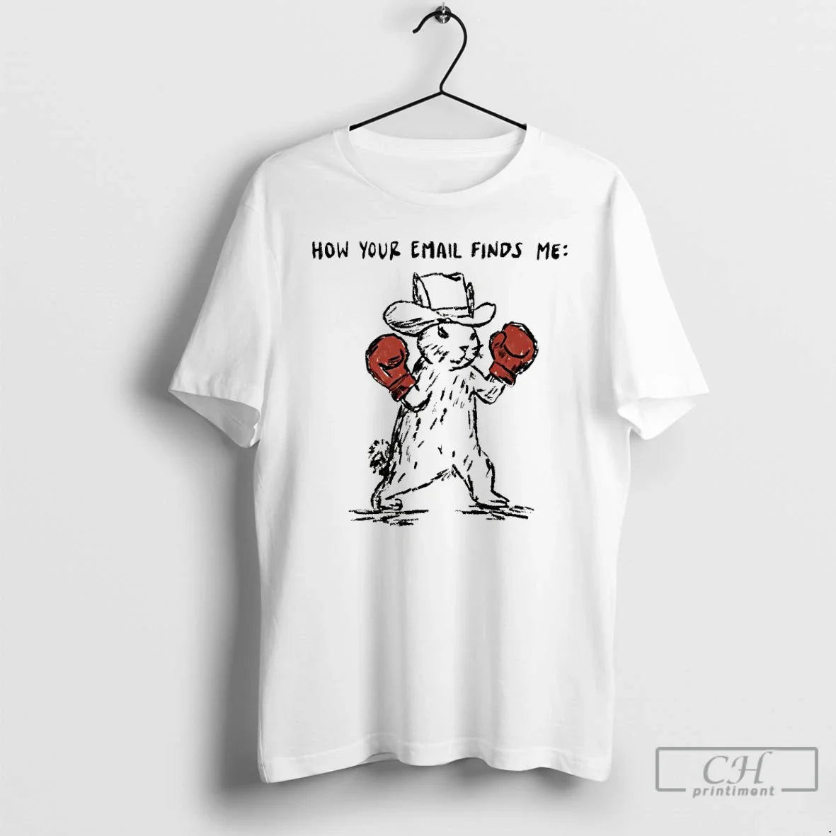 Classic Boxing Bunny Cowboy How Your Email Finds Me - Adult & Kids T-Shirts, Sweatshirts & Hoodies apparel design preview 1