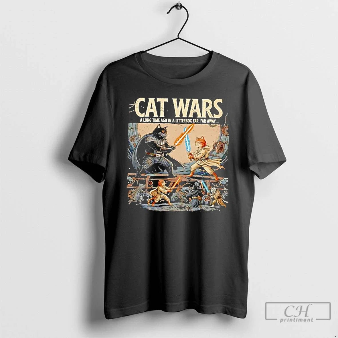 Classic Cat Wars Long Time Ago Litterbox Far Away - Adult & Kids T-Shirts, Sweatshirts & Hoodies apparel design preview 1