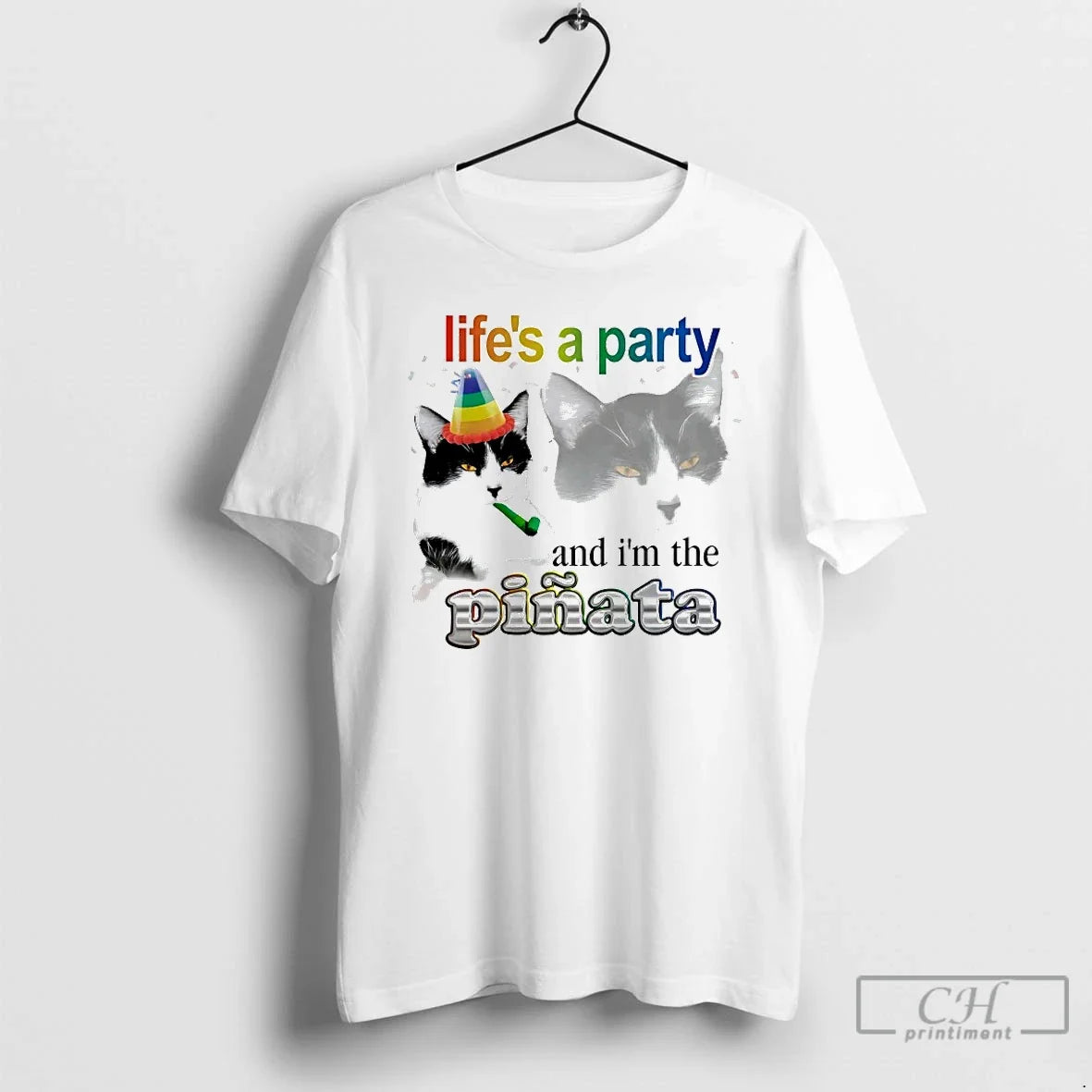 Classic Cat Lifes A Party And Im The Pinata - Adult & Kids T-Shirts, Sweatshirts & Hoodies apparel design preview 1