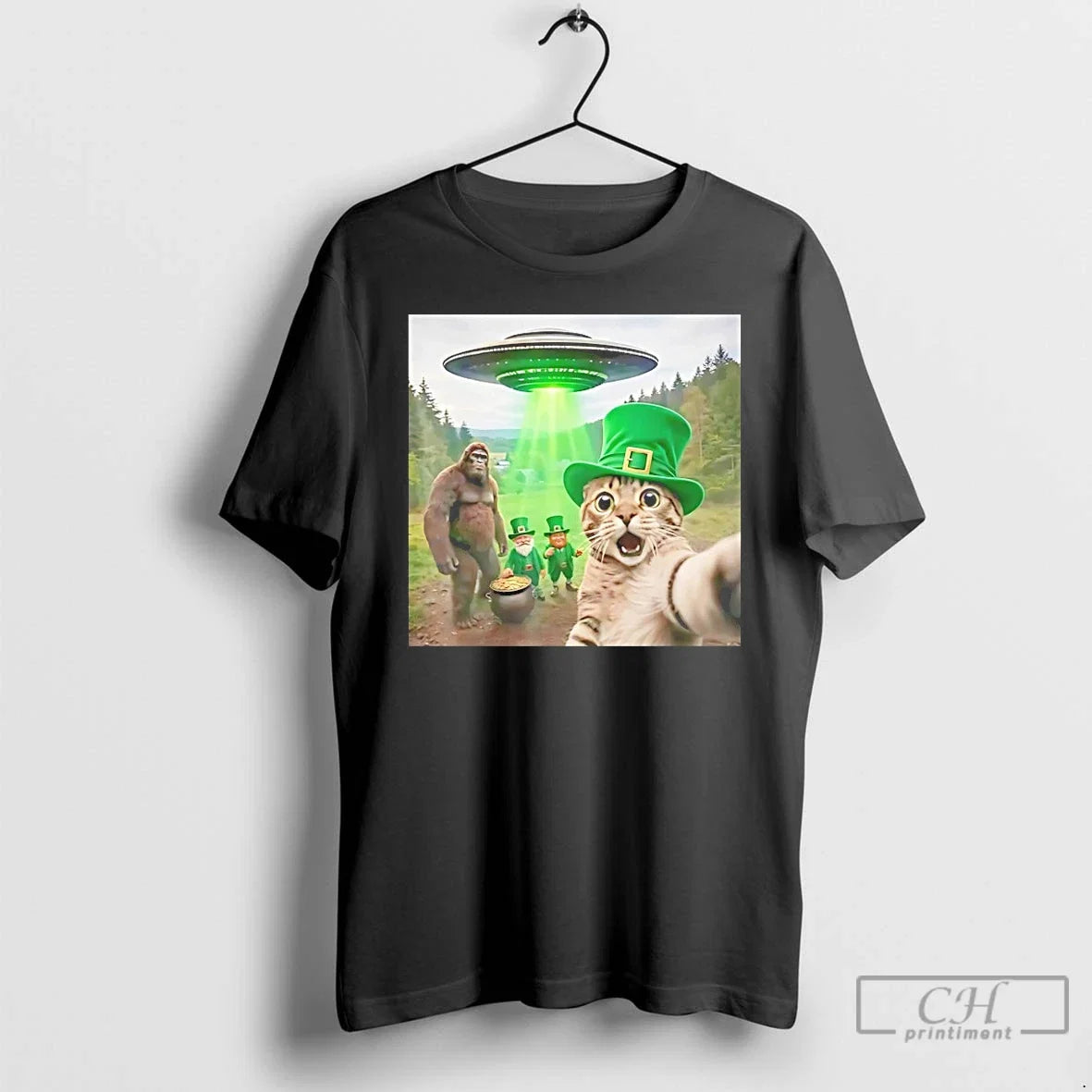 Classic Cat Selfie St Patricks Day - Adult & Kids T-Shirts, Sweatshirts & Hoodies apparel design preview 1