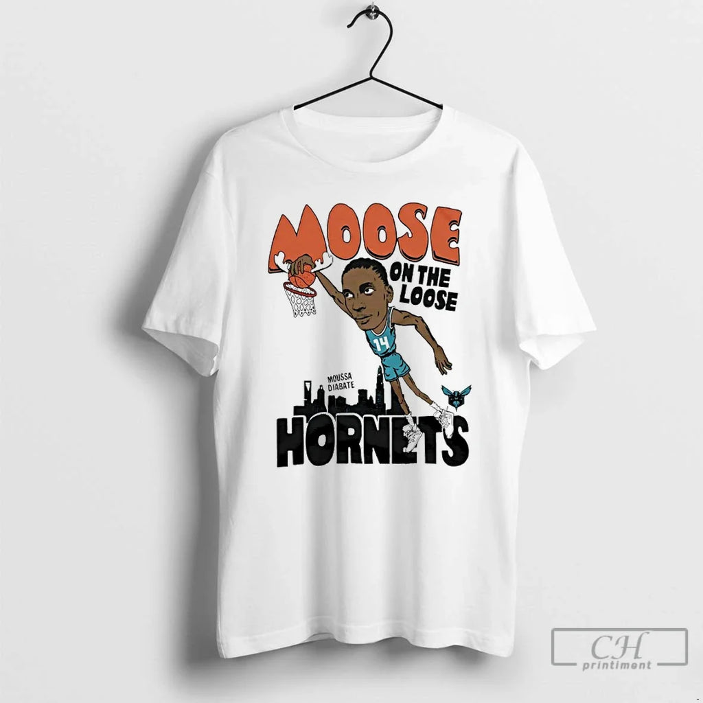 Classic Charlotte Hornets Moussa Diabate Moose Loose - Adult & Kids T-Shirts, Sweatshirts & Hoodies apparel design preview 1