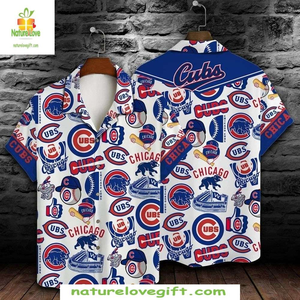 Chicago Cubs Hawaiian White Blue Tropical Baseball - Adult & Kids T-Shirts, Sweatshirts & Hoodies apparel design preview 1