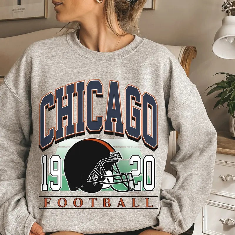 Classic Chicago Football Her Vintage - Adult & Kids T-Shirts, Sweatshirts & Hoodies apparel design preview 1