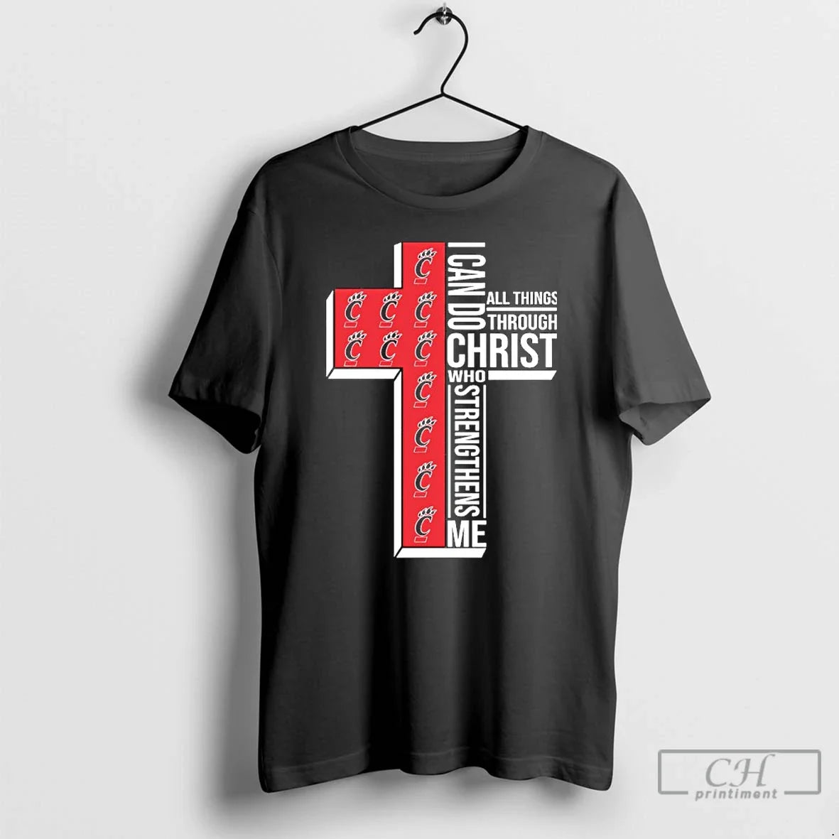 Classic Cincinnati Bearcats Cross I Can Do All Things - Adult & Kids T-Shirts, Sweatshirts & Hoodies apparel design preview 1