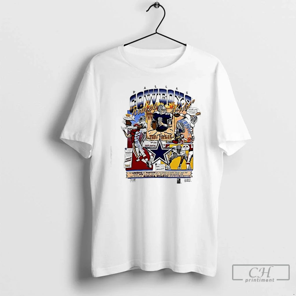 Classic Dallas Cowboys Riding Wild Troy Aikmanthe - Adult & Kids T-Shirts, Sweatshirts & Hoodies apparel design preview 1