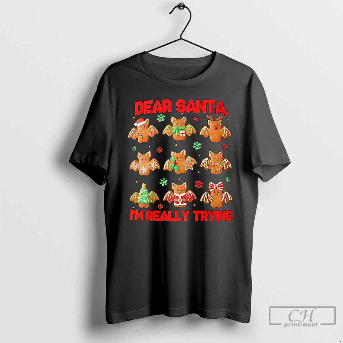 Classic Dear Santa Im Really Trying - Adult & Kids T-Shirts, Sweatshirts & Hoodies apparel design preview 1