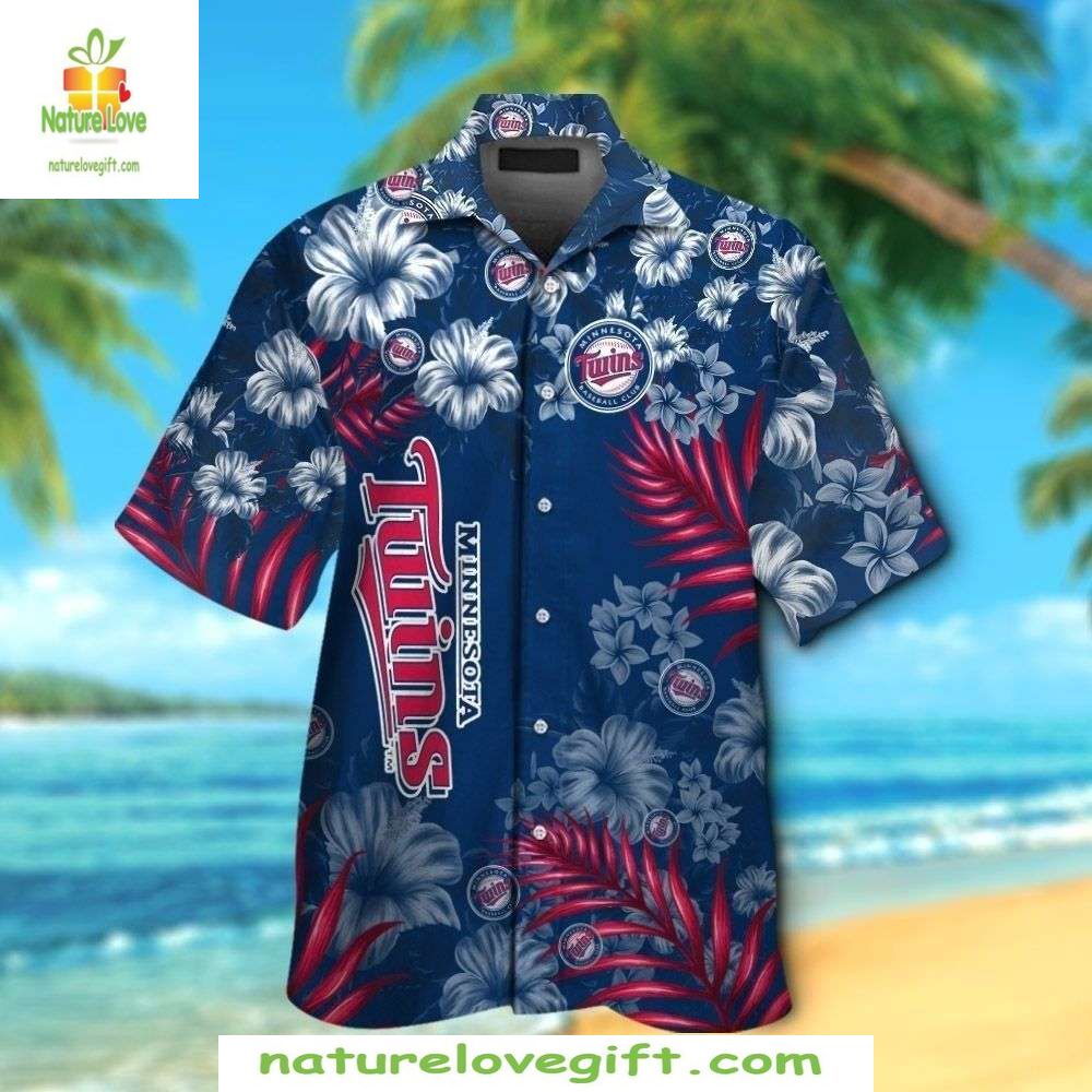 Minnesota Twins Hawaiian Classic Floral MLB Baseball - Adult & Kids T-Shirts, Sweatshirts & Hoodies apparel design preview 1