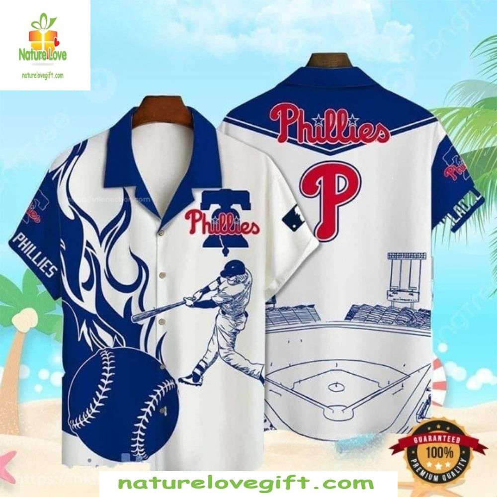 MLB Phillies Hawaiian Baseball Tropical Game Day - Adult & Kids T-Shirts, Sweatshirts & Hoodies apparel design preview 1