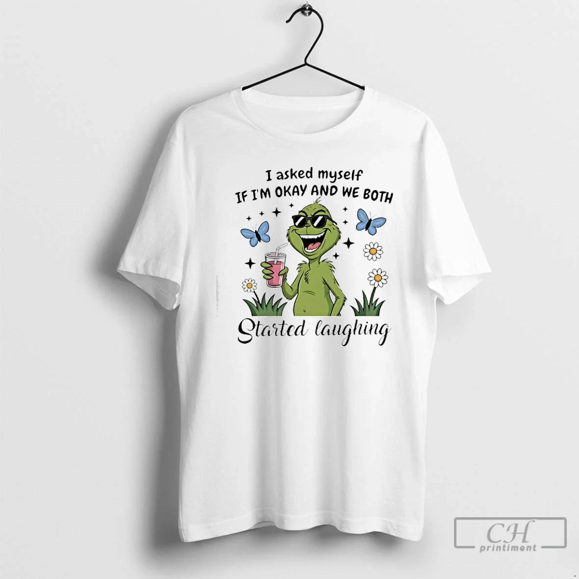 Classic Grinch I Asked Myself If Im Okay We Both - Adult & Kids T-Shirts, Sweatshirts & Hoodies apparel design preview 1