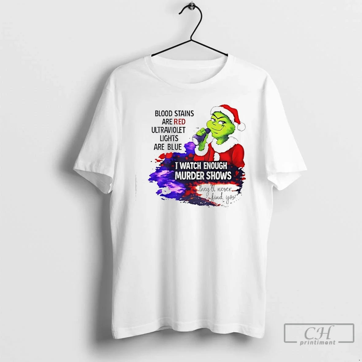 Classic Grinch Blood Stains Are Red Ultraviolet Light - Adult & Kids T-Shirts, Sweatshirts & Hoodies apparel design preview 1