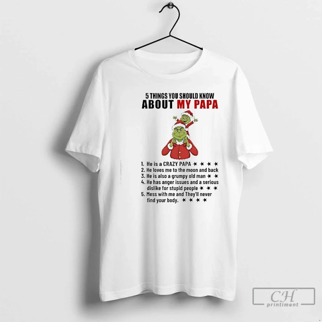 Classic Grinch He Is Crazy Papa Loves Me Moon Back - Adult & Kids T-Shirts, Sweatshirts & Hoodies apparel design preview 1