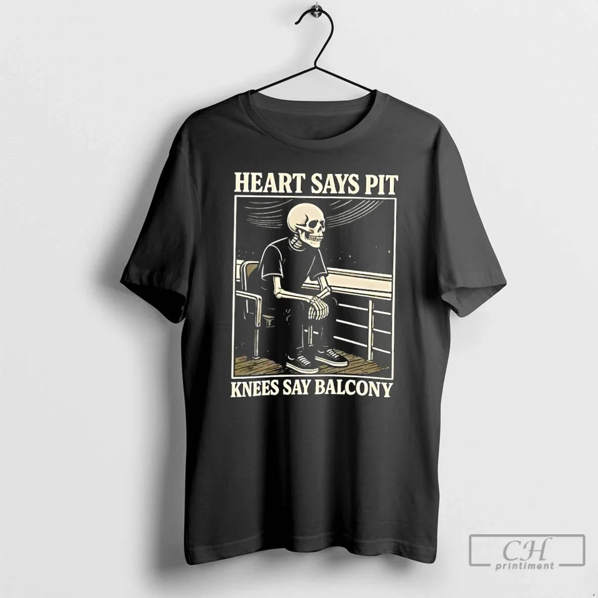Classic Heart Says Pit Knees Say Balcony Skeleton - Adult & Kids T-Shirts, Sweatshirts & Hoodies apparel design preview 1