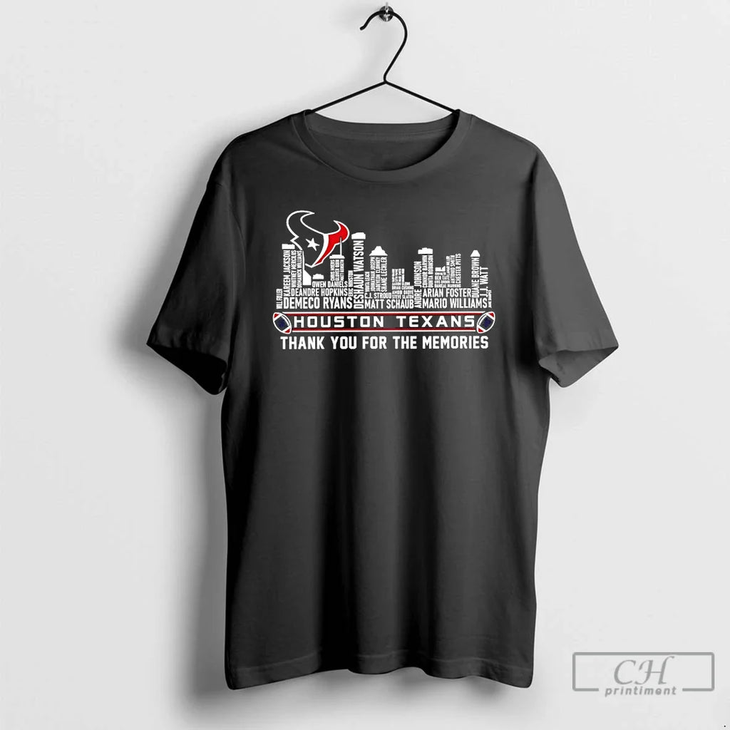 Classic Houston Texans Players Names City Skyline - Adult & Kids T-Shirts, Sweatshirts & Hoodies apparel design preview 1