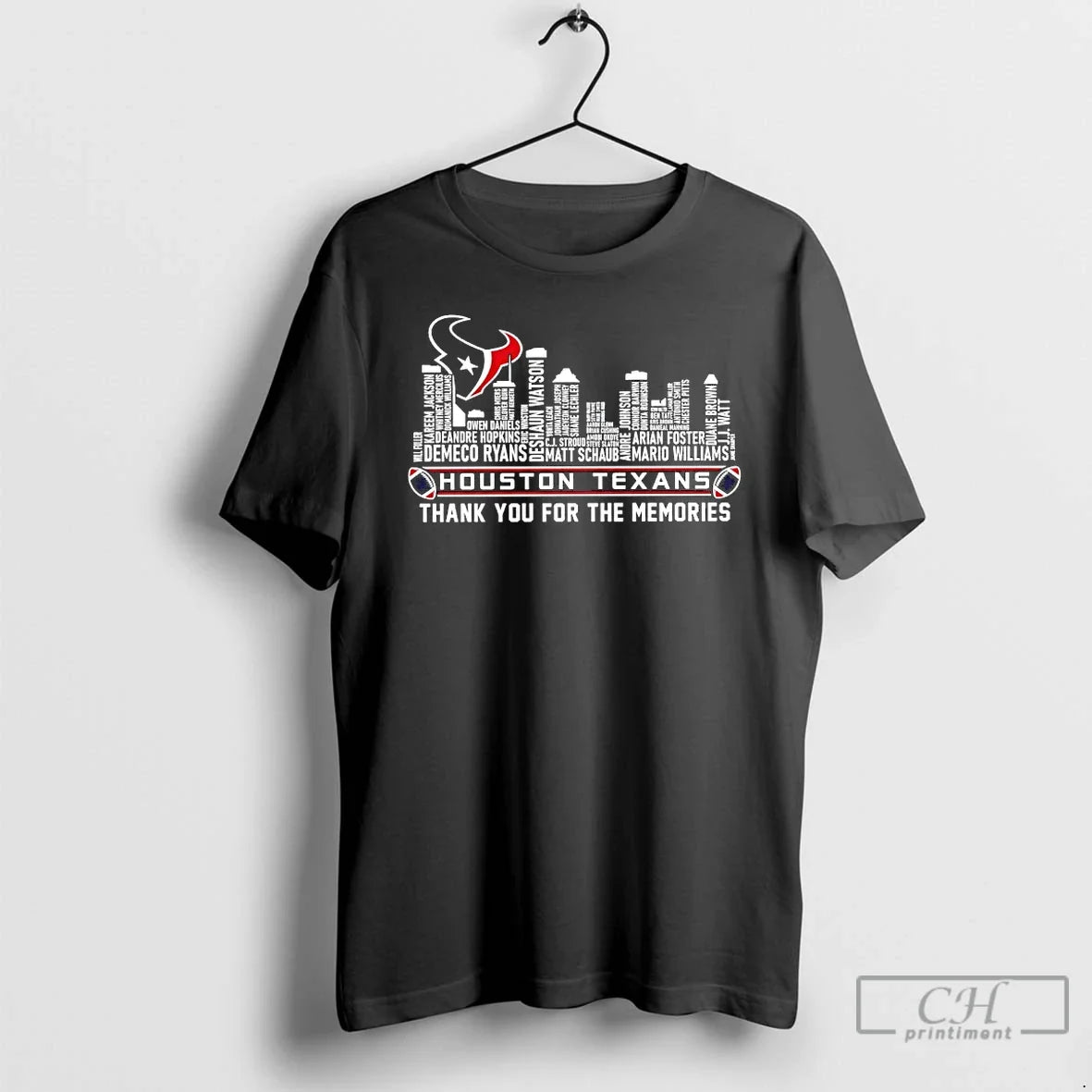 Classic Houston Texans Players Names City Skyline - Adult & Kids T-Shirts, Sweatshirts & Hoodies apparel design preview 1