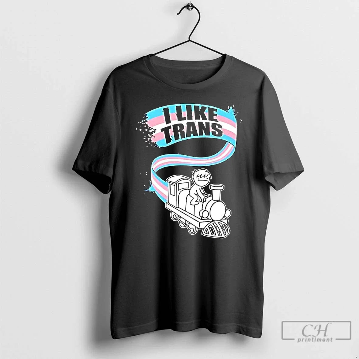 Classic I Like Trans Transgender Pride Flag Ribbon - Adult & Kids T-Shirts, Sweatshirts & Hoodies apparel design preview 1