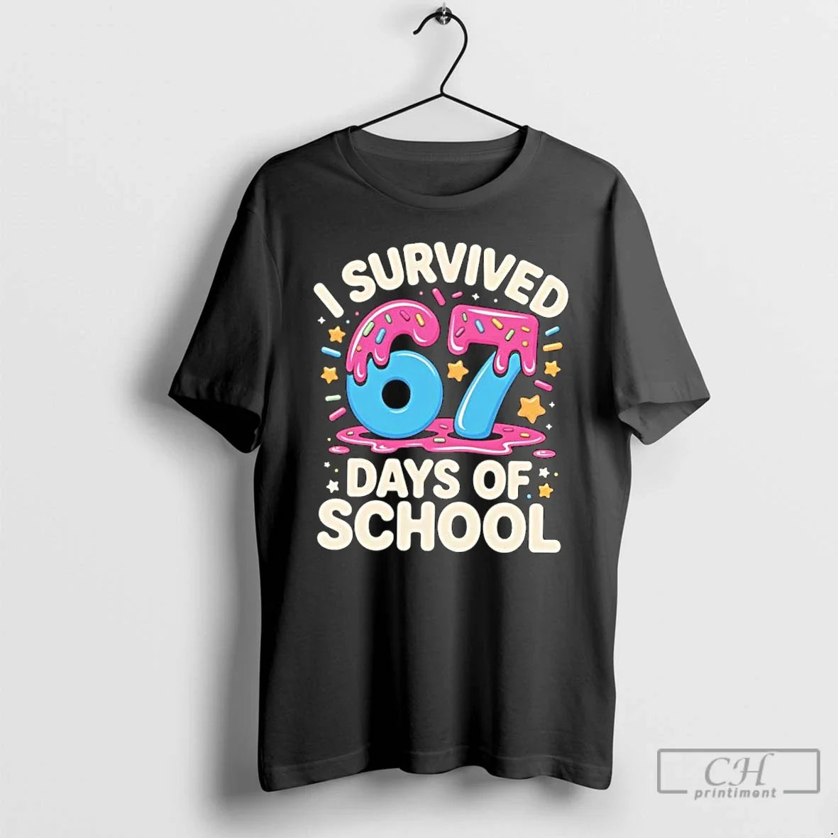 Classic I Survived 67 Days School Funny Meme Teacher - Adult & Kids T-Shirts, Sweatshirts & Hoodies apparel design preview 1
