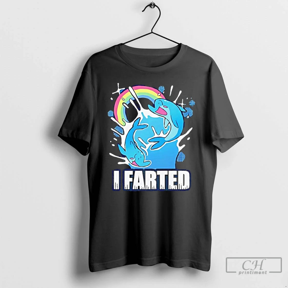 Classic I Farted Dolphin Rainbow Cartoon - Adult & Kids T-Shirts, Sweatshirts & Hoodies apparel design preview 1