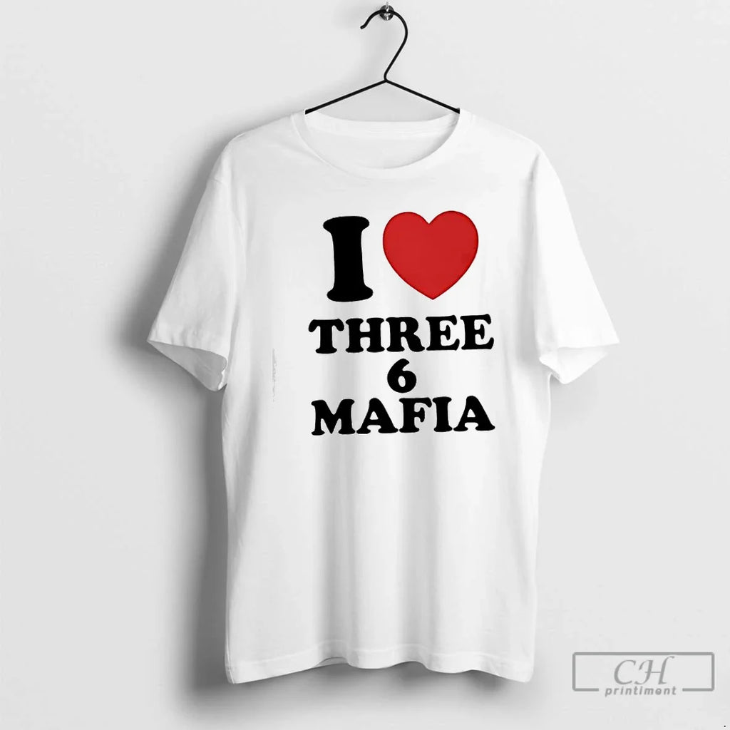 Classic I Love Three 6 Mafia Heart Symbol - Adult & Kids T-Shirts, Sweatshirts & Hoodies apparel design preview 1