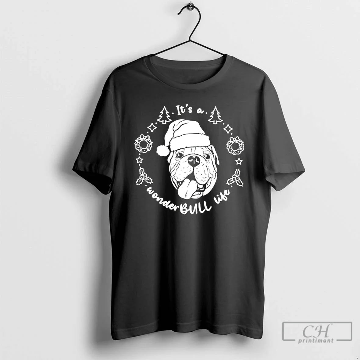 Classic Wonder Bull Life Bulldog Santa - Adult & Kids T-Shirts, Sweatshirts & Hoodies apparel design preview 1