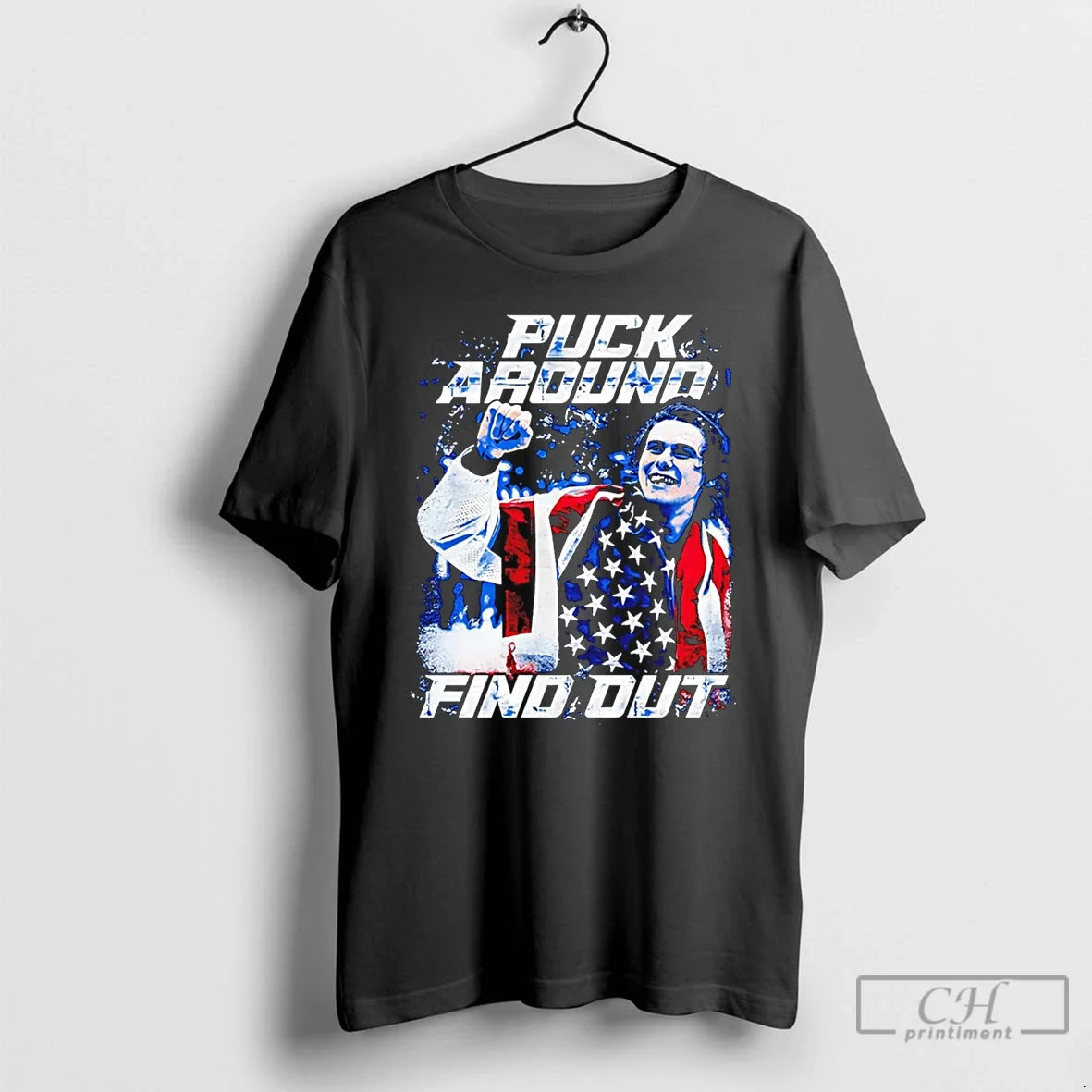 Classic Jack Hughes Puck Around Find Out 2026 Winter - Adult & Kids T-Shirts, Sweatshirts & Hoodies apparel design preview 1