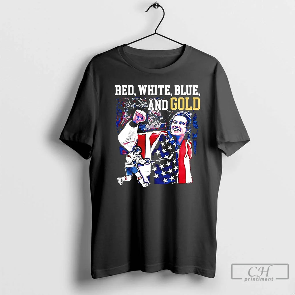 Classic Jack Hughes Red White Blue And Gold Usa - Adult & Kids T-Shirts, Sweatshirts & Hoodies apparel design preview 1