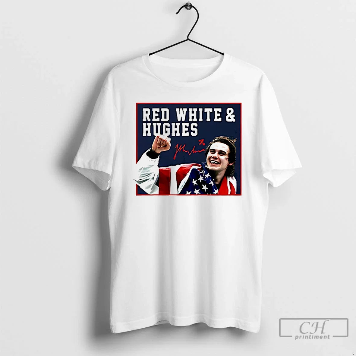 Classic Jack Hughes Usa Hockey Golden Goal 2026 Red - Adult & Kids T-Shirts, Sweatshirts & Hoodies apparel design preview 1