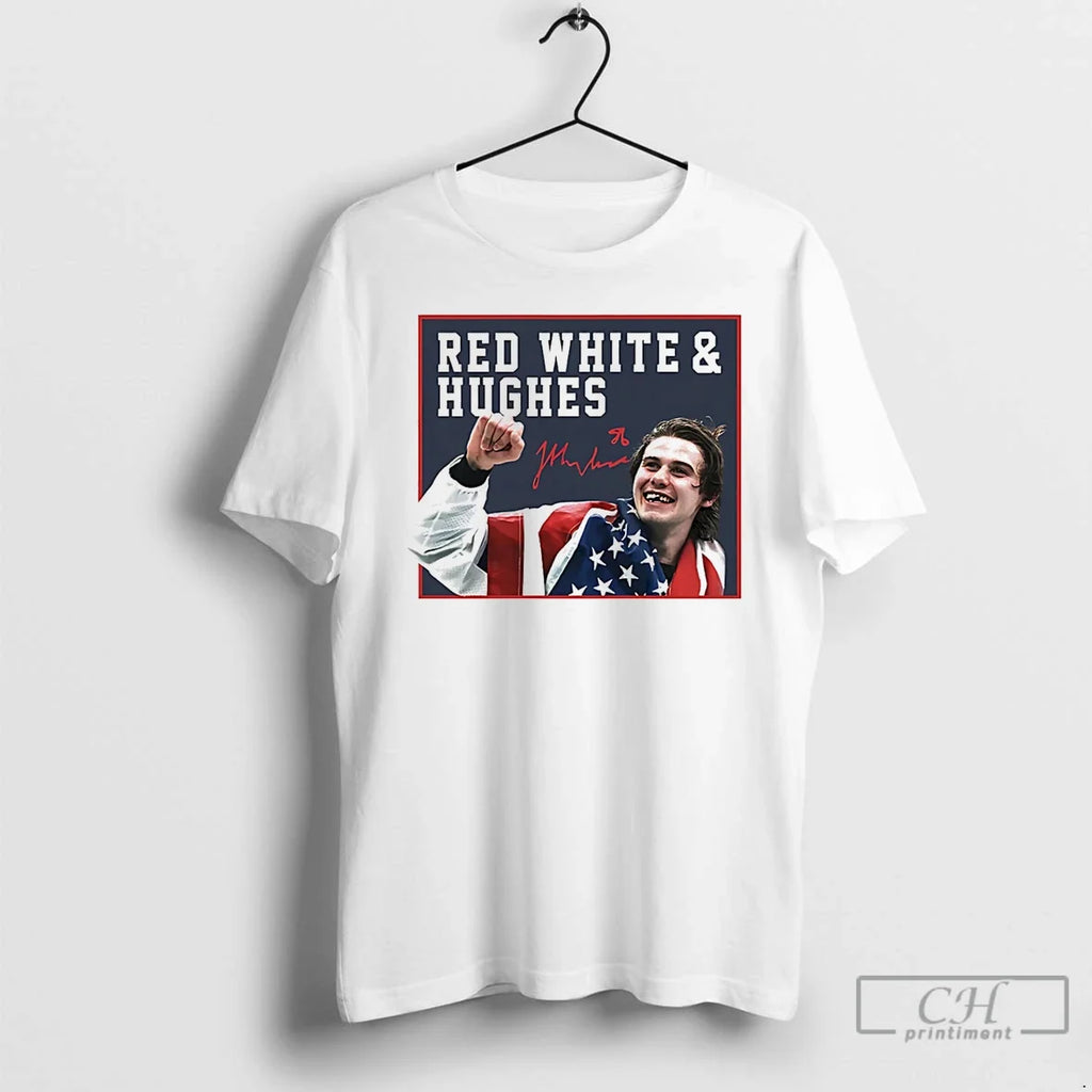 Classic Jack Hughes Usa Hockey Golden Goal 2026 Red - Adult & Kids T-Shirts, Sweatshirts & Hoodies apparel design preview 1