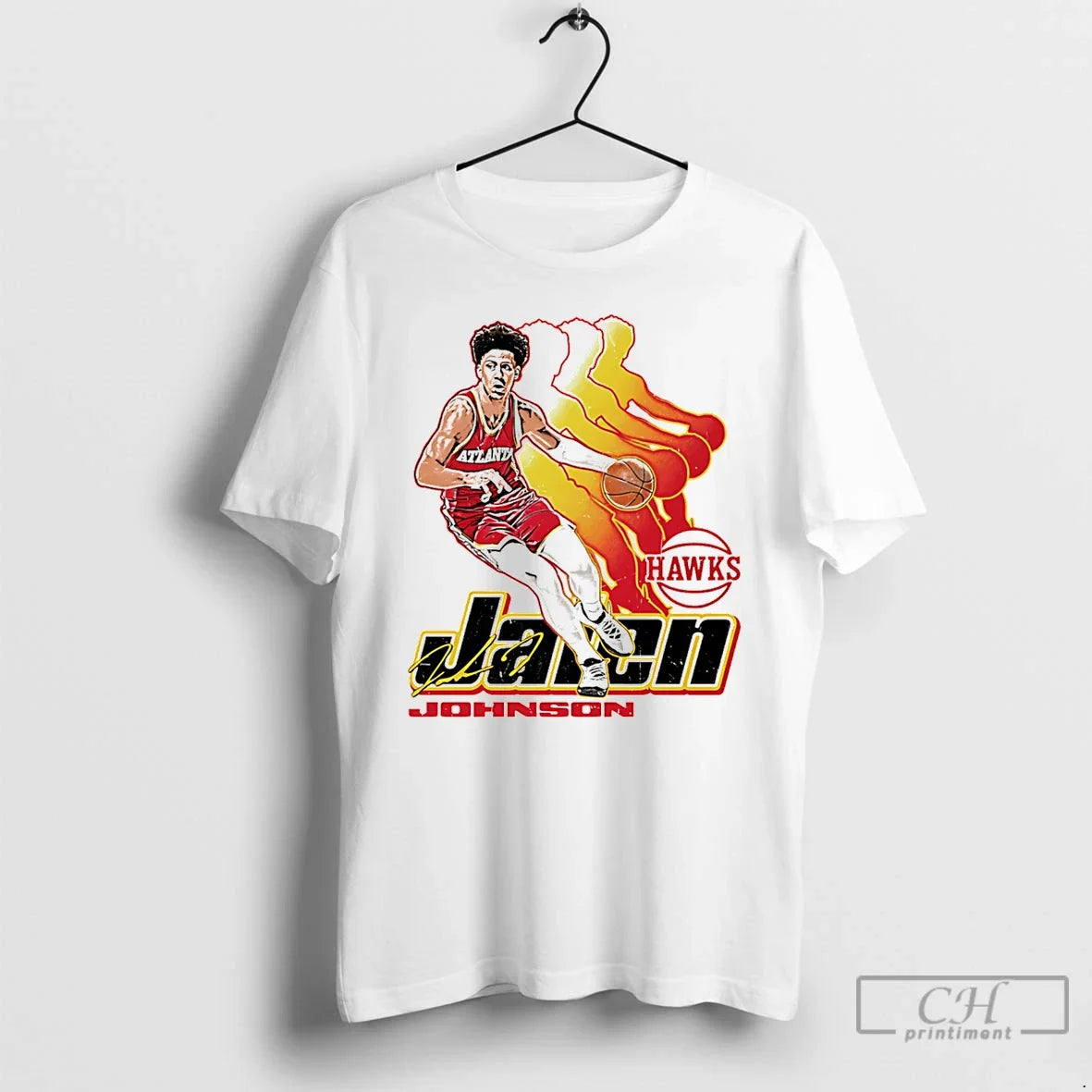 Classic Jalen Johnson Atlanta Hawks Retro Signature - Adult & Kids T-Shirts, Sweatshirts & Hoodies apparel design preview 1