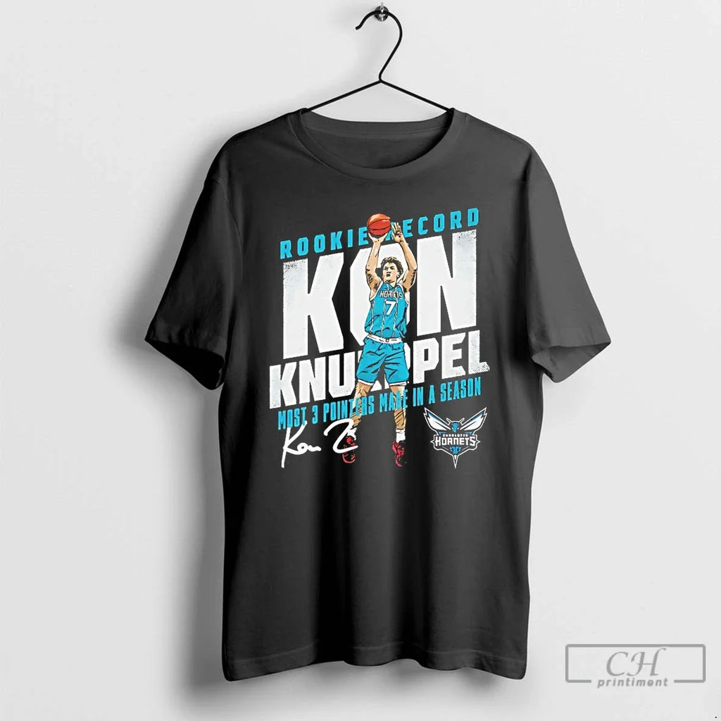 Classic Kon Knueppel Charlotte Hornets Rookie Record - Adult & Kids T-Shirts, Sweatshirts & Hoodies apparel design preview 1