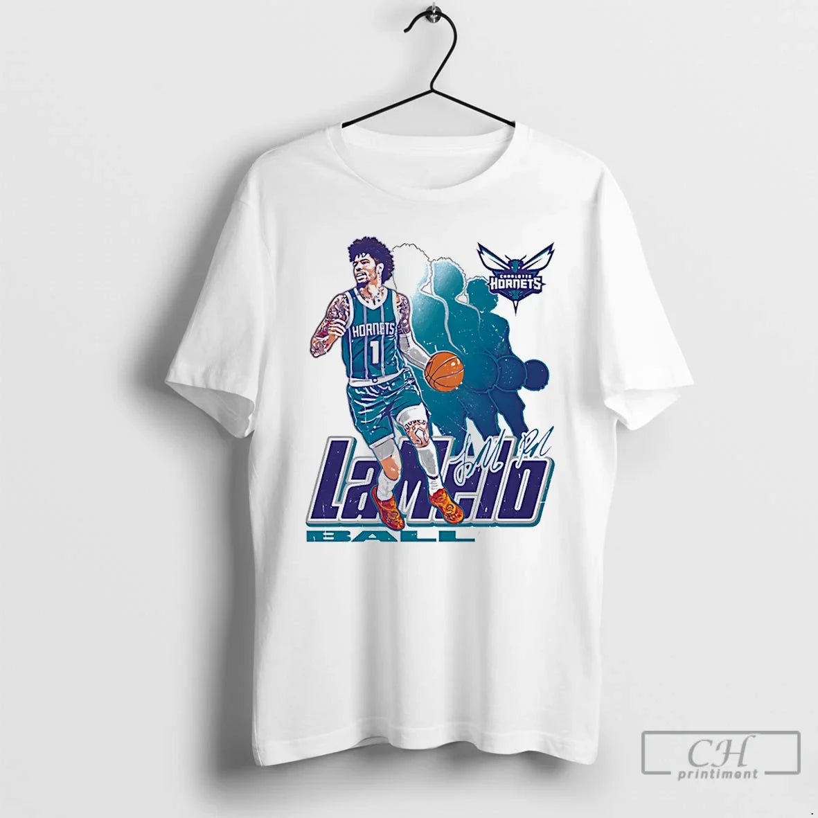 Classic Lamelo Ball Charlotte Hornets Retro Signature - Adult & Kids T-Shirts, Sweatshirts & Hoodies apparel design preview 1