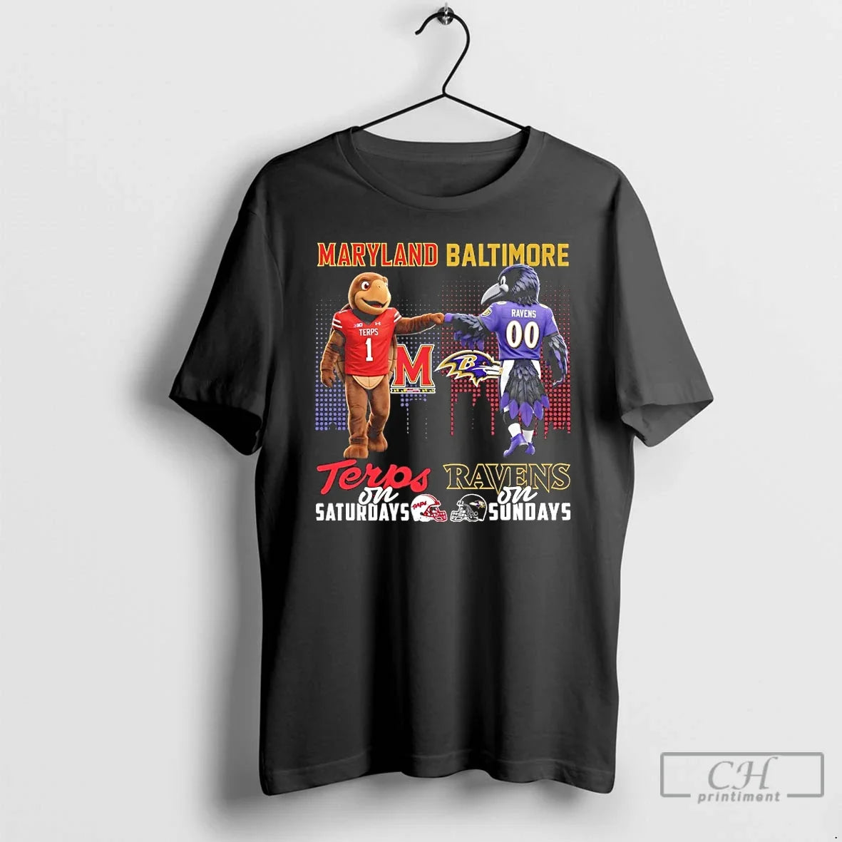 Classic Maryland Terrapins Saturday Baltimore Ravens - Adult & Kids T-Shirts, Sweatshirts & Hoodies apparel design preview 1
