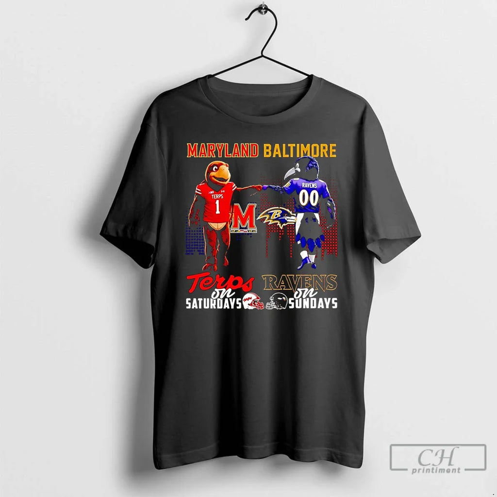 Classic Maryland Terrapins Saturdays Baltimore Ravens - Adult & Kids T-Shirts, Sweatshirts & Hoodies apparel design preview 1