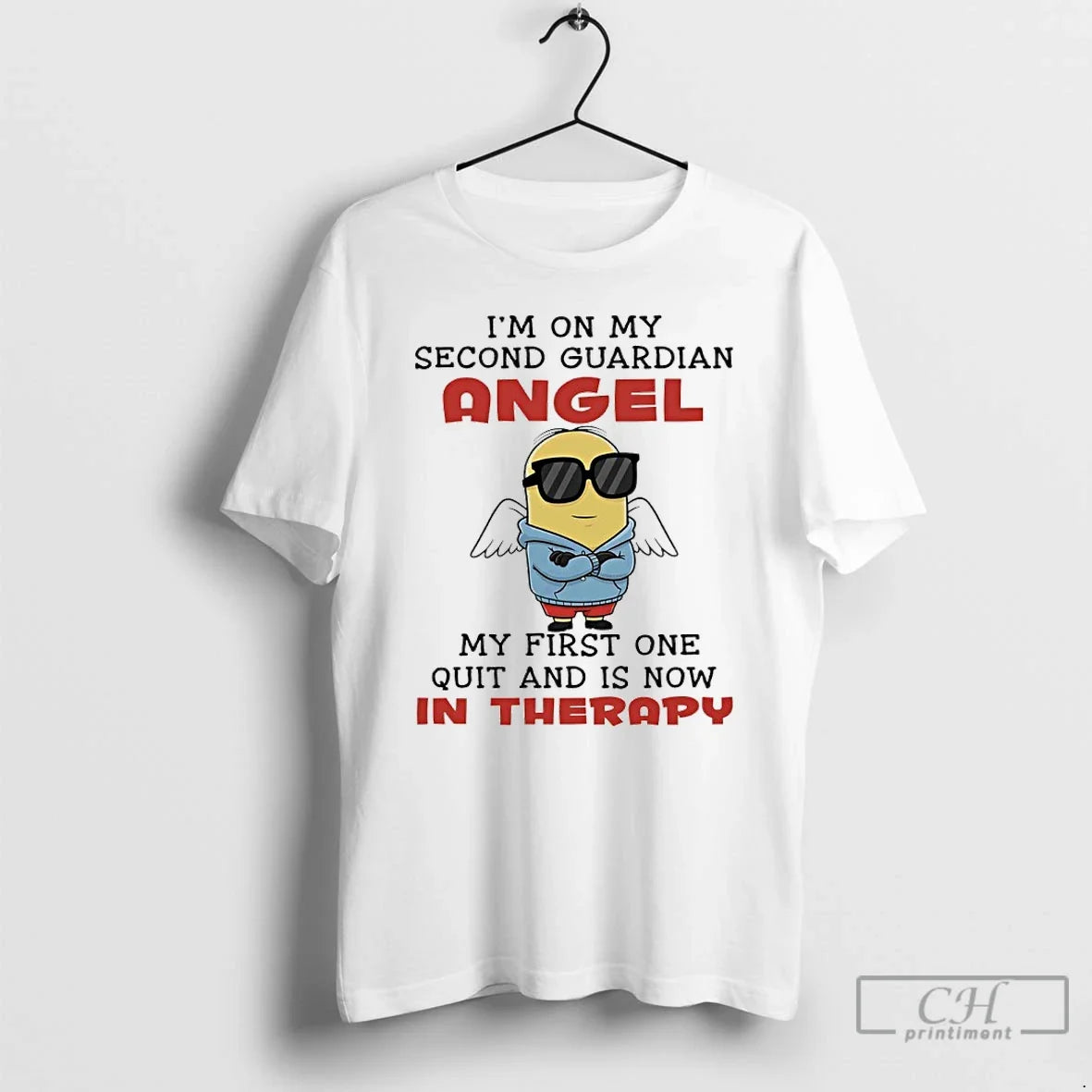 Classic Minions Im My Second Guardian Angel First One - Adult & Kids T-Shirts, Sweatshirts & Hoodies apparel design preview 1