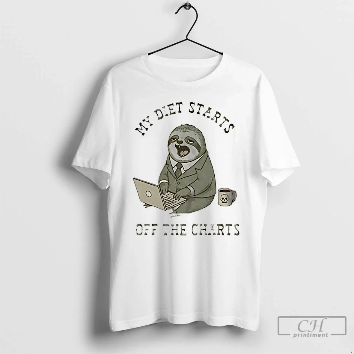Classic My Diet Starts Off Charts Sloth - Adult & Kids T-Shirts, Sweatshirts & Hoodies apparel design preview 1