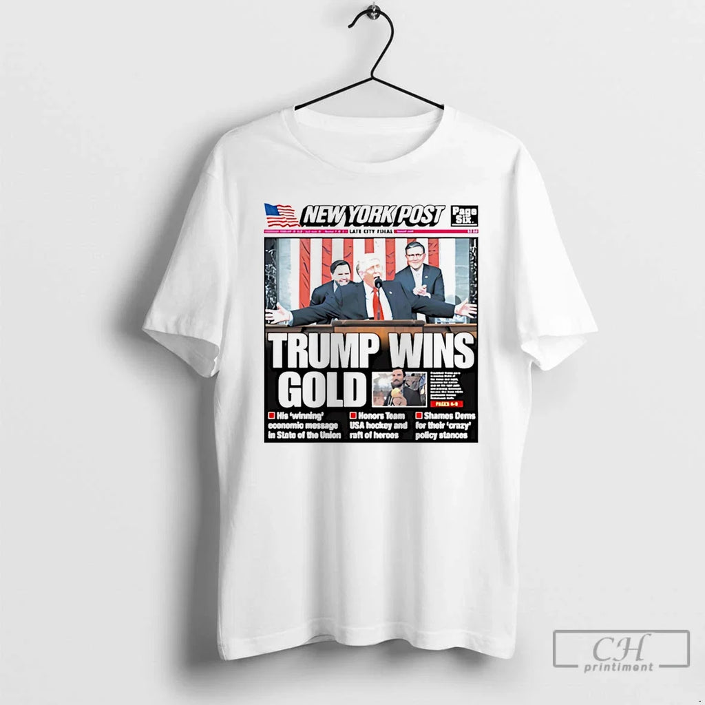 Classic New York Post Trump Wins Gold Cover - Adult & Kids T-Shirts, Sweatshirts & Hoodies apparel design preview 1