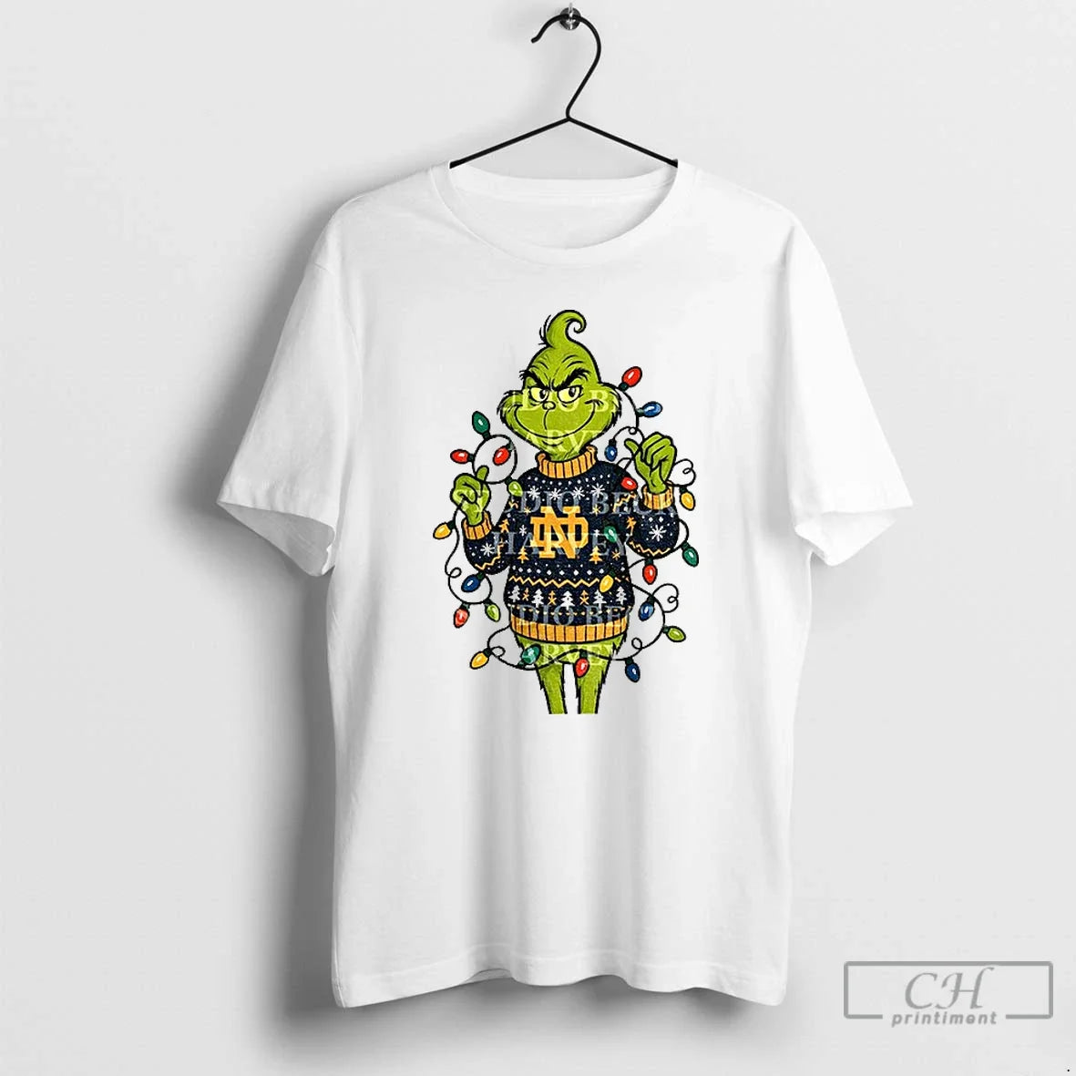 Classic Notre Dame Grinch Light - Adult & Kids T-Shirts, Sweatshirts & Hoodies apparel design preview 1