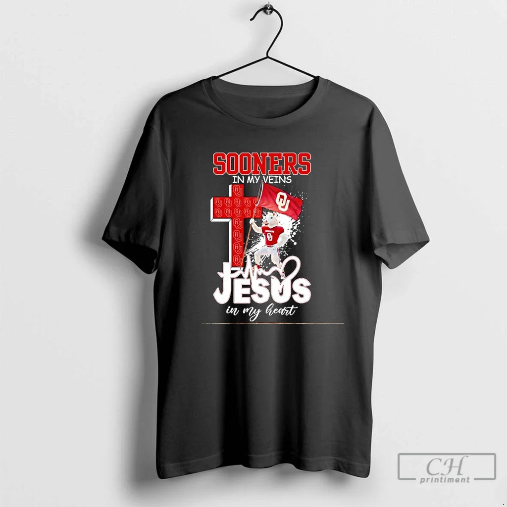 Classic Oklahoma Sooners Football My Veins Jesus - Adult & Kids T-Shirts, Sweatshirts & Hoodies apparel design preview 1