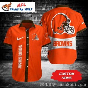 Classic Orange Cleveland Browns Hawaiian Button-Up - Adult & Kids T-Shirts, Sweatshirts & Hoodies apparel design preview 1