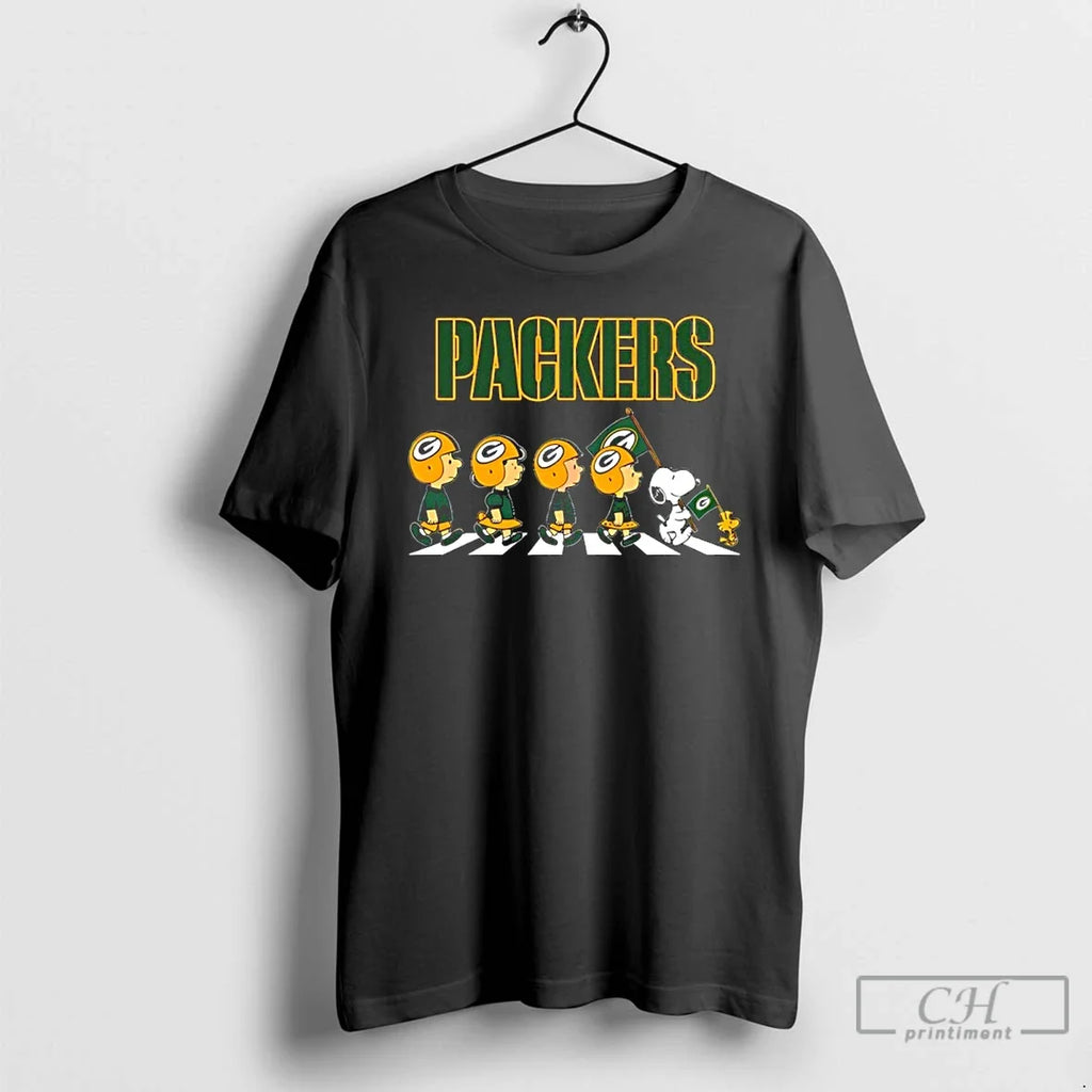 Classic Peanuts X Green Bay Packers Football Flag - Adult & Kids T-Shirts, Sweatshirts & Hoodies apparel design preview 1