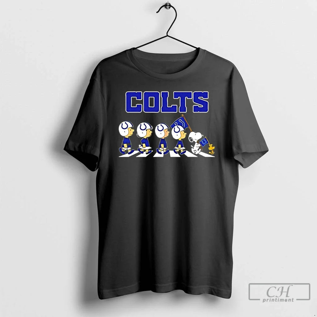 Classic Peanuts X Indianapolis Colts Football Flag - Adult & Kids T-Shirts, Sweatshirts & Hoodies apparel design preview 1