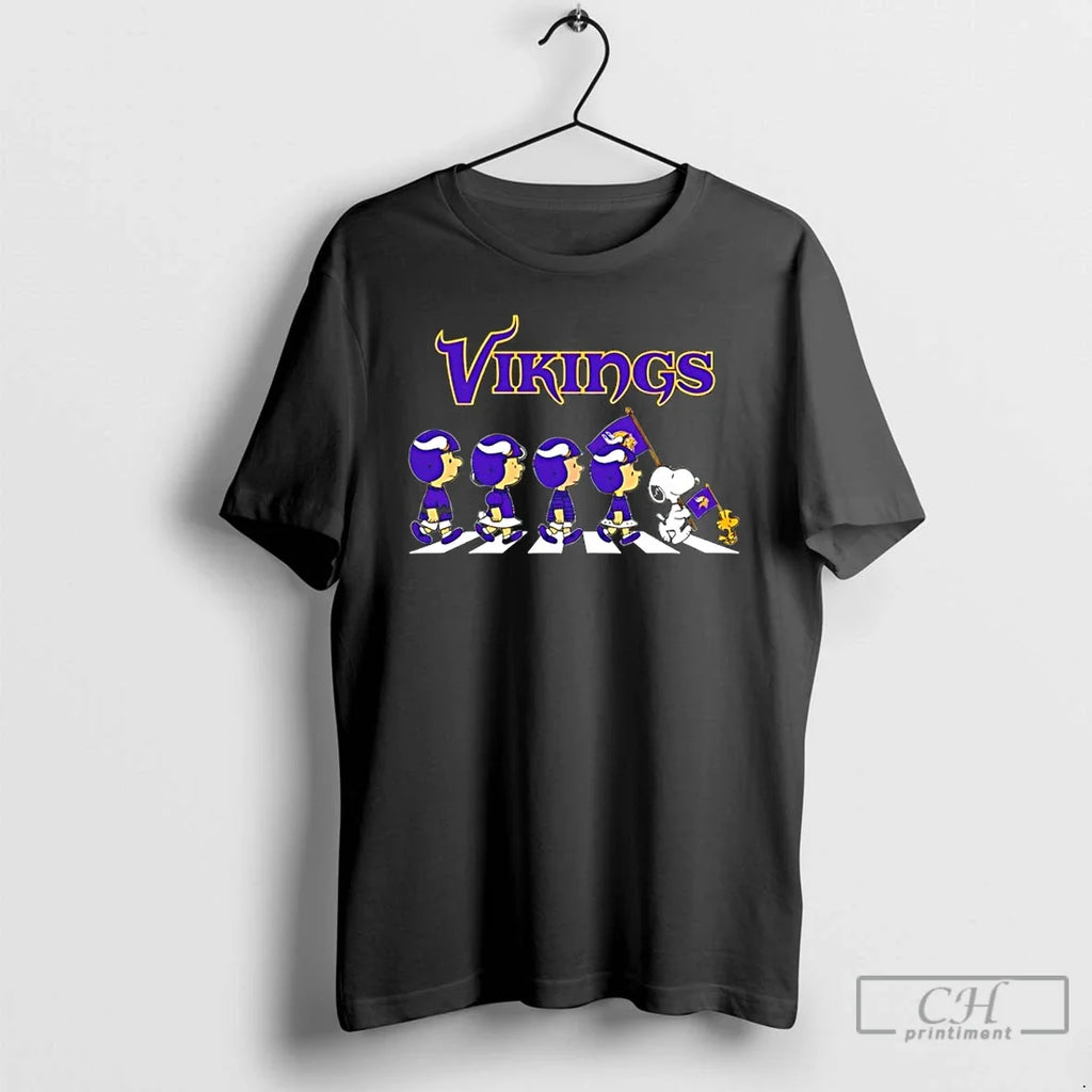 Classic Peanuts X Minnesota Vikings Football Flag - Adult & Kids T-Shirts, Sweatshirts & Hoodies apparel design preview 1