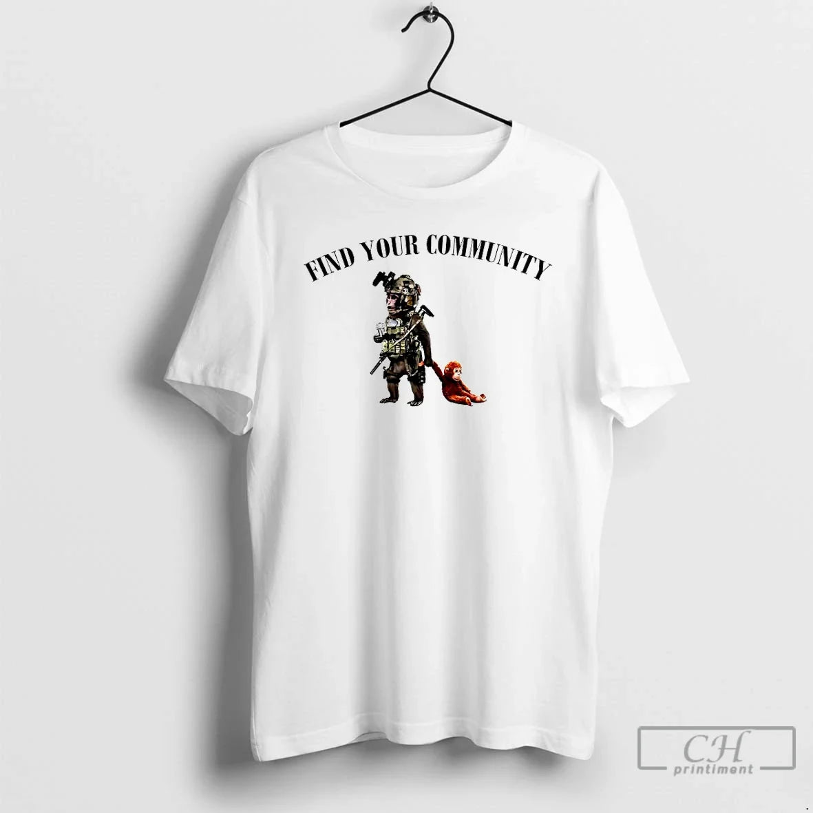 Classic Punch The Monkey Find Your Community - Adult & Kids T-Shirts, Sweatshirts & Hoodies apparel design preview 1