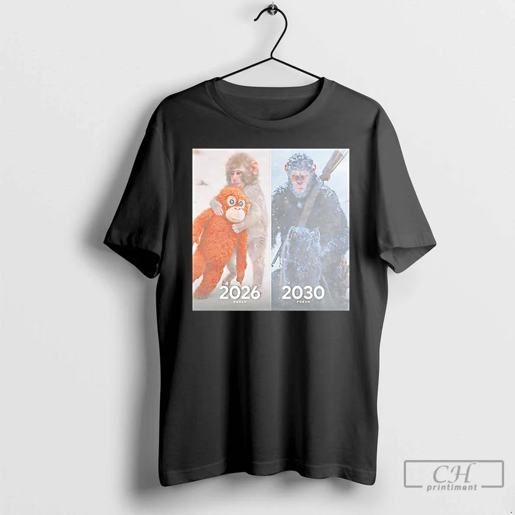 Classic Punch In 2026 And 2030 Monkey Meme - Adult & Kids T-Shirts, Sweatshirts & Hoodies apparel design preview 1